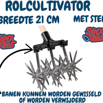 Rolcultivator 21 cm – cultivator tuin – grond losmaken gereedschap met steel