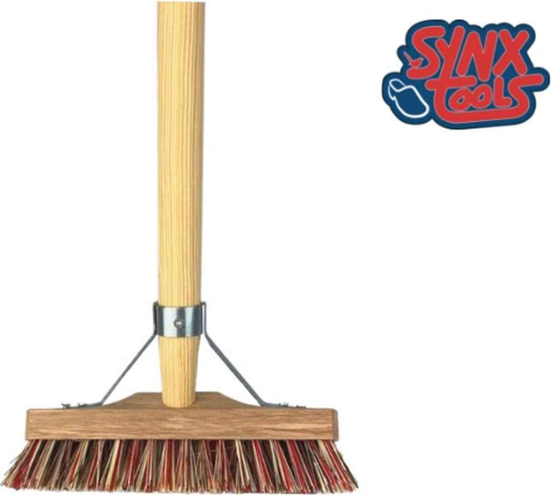 Synx Tools Union Luiwagen mix Nylon extra hard 22cm - Tegel Bezem Schrobber- Bezemsteel - Schoonmaakbezem - Schrobborstels - Bezems Met Steel 150 cm