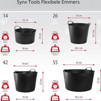 Specificaties Synx Tools flexibele emmers