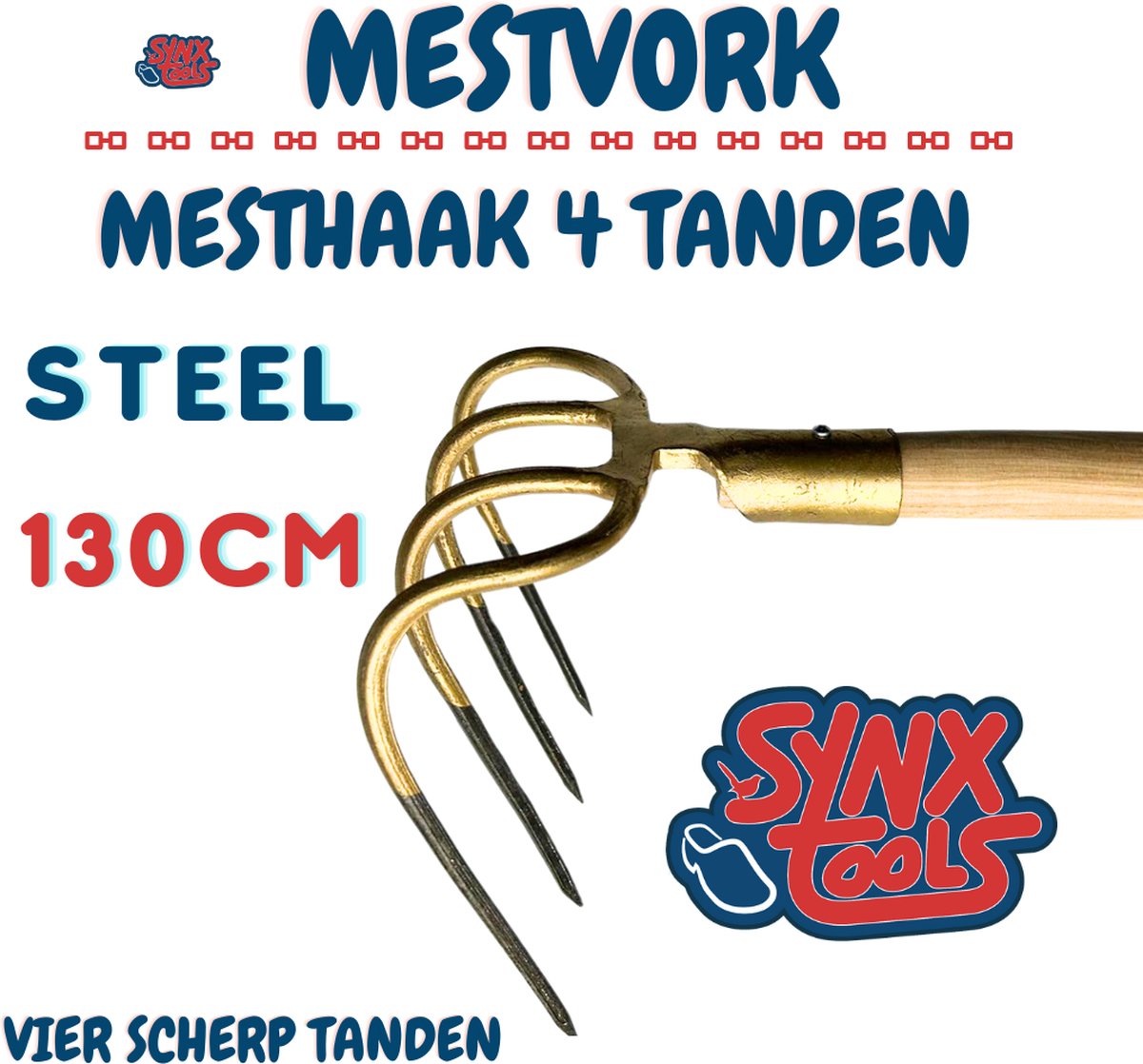 Synx Tools Mesthaak 4 Tanden - Duurzame 130cm Steel
