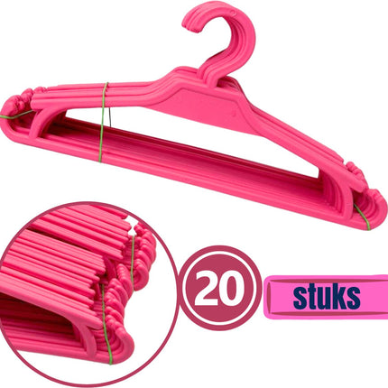 Synx Tools kinder kledinghangers roze, set van 20 stuks