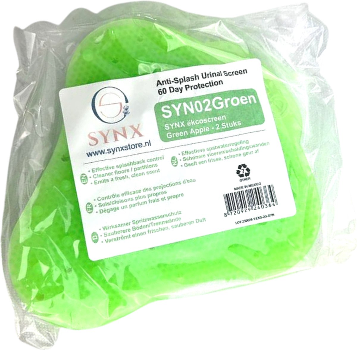 Synx Urinal 2 Stück – Grün – Apfelduft – Anti-Spritzmatte