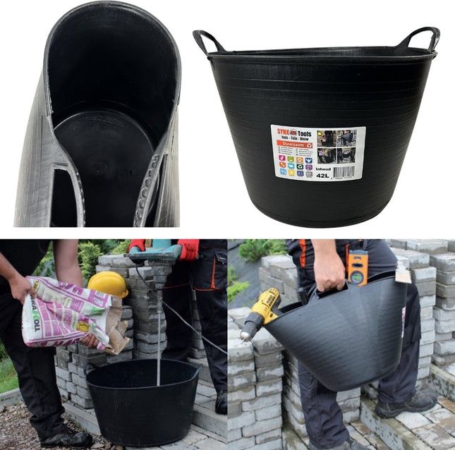 Flexibele emmer 42L voor bouw en tuin