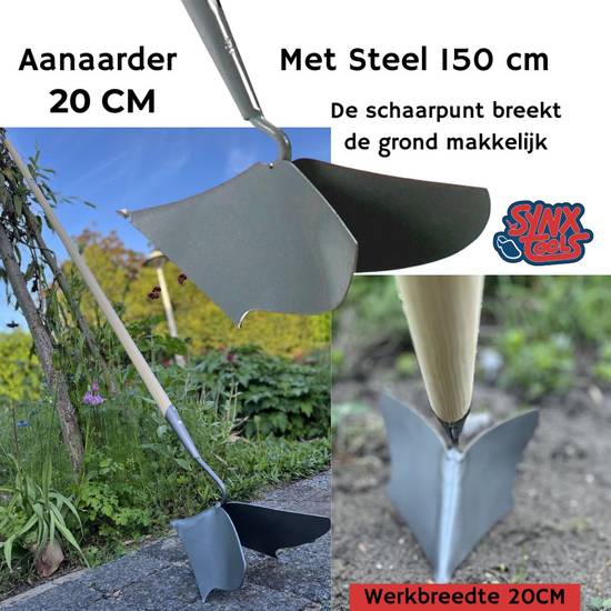 Synx Tools  Aanaarder 20 cm - Gesmeed - Tuinartikel - Onkruidverwijderaar - Met Steel 160 cm