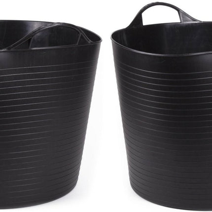 2x Benson flexibele ronde wasmand zwart 45 liter