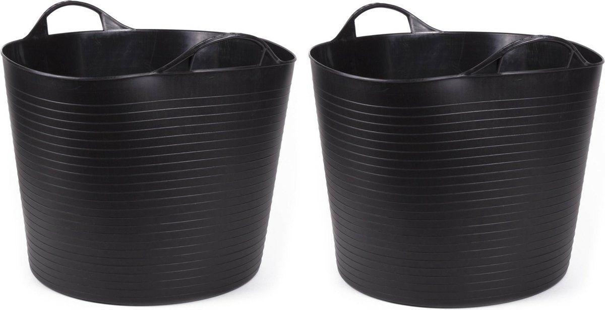 2x Benson Flexibler Wäschekorb - rund schwarz 45 Liter