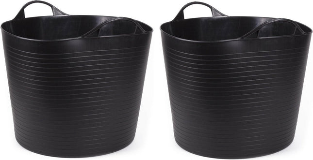 2x Benson flexibele ronde wasmand zwart 45 liter