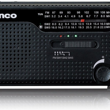 Lenco Noodradio - Draagbare opwindbare Radio - Radio op batterijen - Powerbank - Zaklamp - Noodpakket - MCR-113BK - Zwart