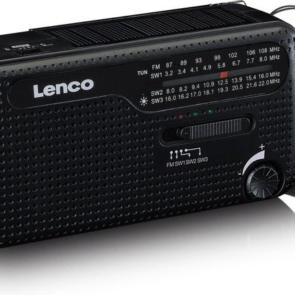 Lenco Noodradio - Draagbare opwindbare Radio - Radio op batterijen - Powerbank - Zaklamp - Noodpakket - MCR-113BK - Zwart