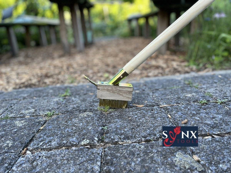Synx Tools - Onkruidborstel met schraper + Extra Borstel - Voegenborstels - Voegenkrabbers - 2x schraper, 1x steel 160cm