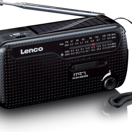Lenco Noodradio - Draagbare opwindbare Radio - Radio op batterijen - Powerbank - Zaklamp - Noodpakket - MCR-113BK - Zwart
