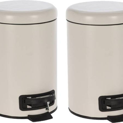 Vuilnisbak pedaalemmer 3 liter Taupe van 17 x 25 cm - Badkameraccessoires/benodigdheden