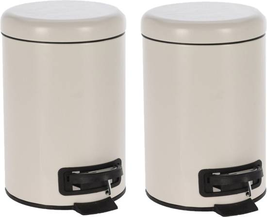 Vuilnisbak Pedaalemmer 3 liter 2x stuks- Kleine prullenbakken 3 liter van taupe