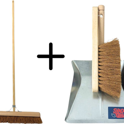 Synx Tools Coco bezem 30cm en Stoffer en blik koko set