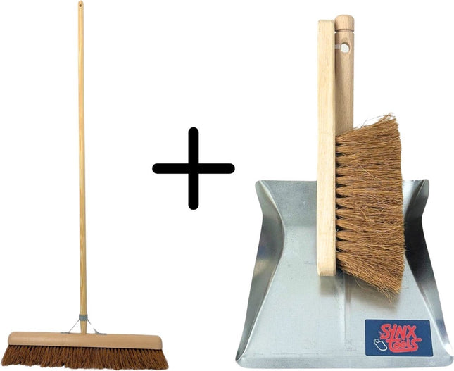 Synx Tools Coco bezem 30cm en Stoffer en blik koko set