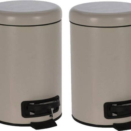Vuilnisbak pedaalemmer 3 liter Taupe van 17 x 25 cm - Badkameraccessoires/benodigdheden