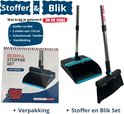 Stoffer en Blik met lange steel 121 cm set van 2 - Synx Tools Veger en blik met lange steel - Stoffer & Blik Met Schoonmaaktanden - veger en blik