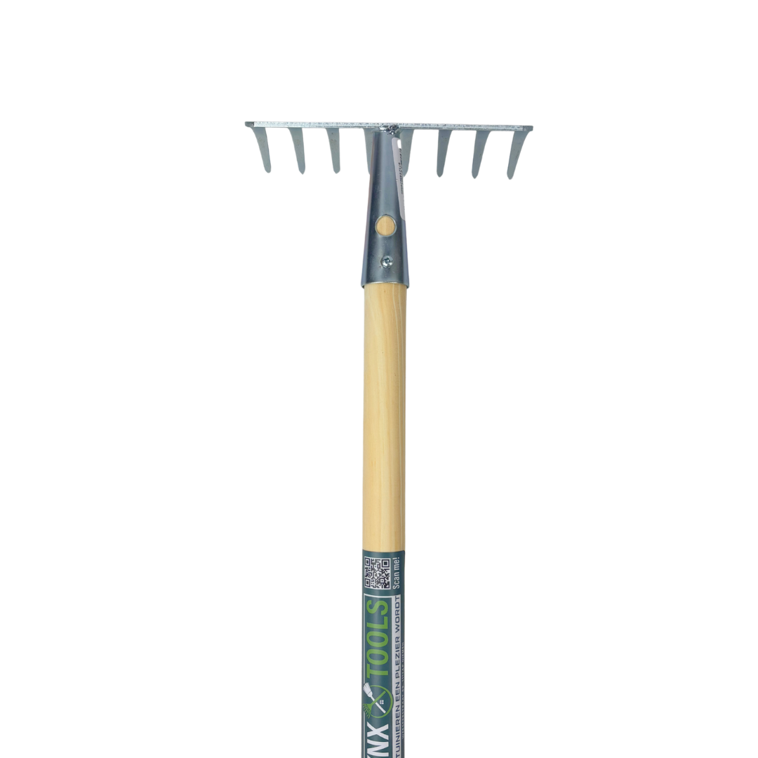 Synx Tools Tuinhark 8 Tanden Verzinkt - brede hark - harken - Incl. steel 160 cm