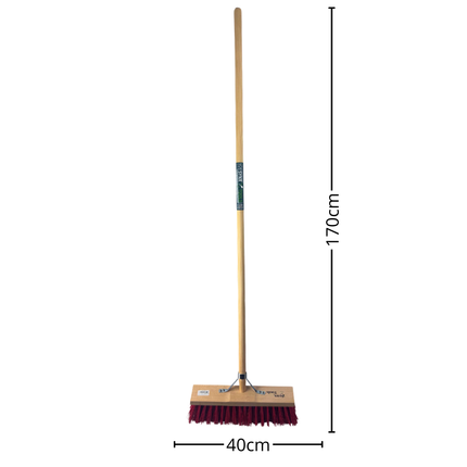 Synx Tools Straatbezem Nylon 40 cm - stadsbezem - harde borstel - Incl. bezemsteel 160 cm