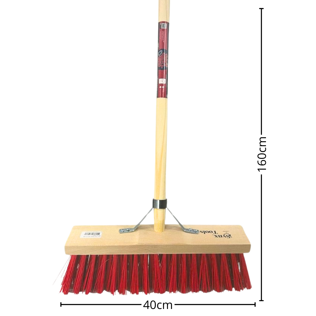 Synx Tools Straatbezem 40 cm - harde bezem - bezem voor buiten - Incl. bezemsteel 150 cm