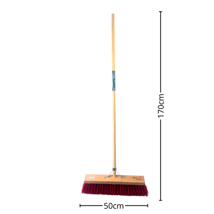 Synx Tools Straatbezem Rood 50 cm - harde bezem - tuinbezem - Incl. bezemsteel 160 cm