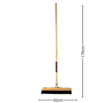 Synx Tools Zachte bezem 50cm Paardenhaarmix - Zaalveger  - Zachte Bezems - Steel 150cm