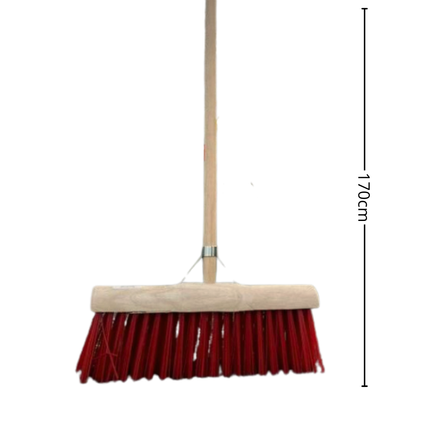Synx Tools Gemeentebezem 45 cm - Nylon - straatbezem - harde borstel - Incl. bezemsteel 160 cm