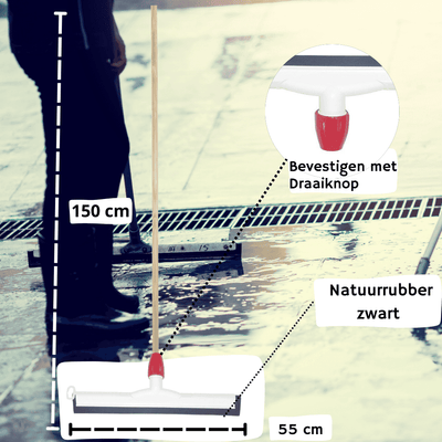 Synx Tools Vloertrekker met steel kunststof 55cm - Trekkers/moppen - Dweilen/ Natuurrubber - vloerwisser Met Steel 150cm