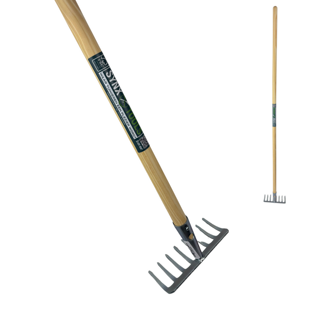 Garden Rake 8 Tines Galvanized - Complete with 160cm Handle