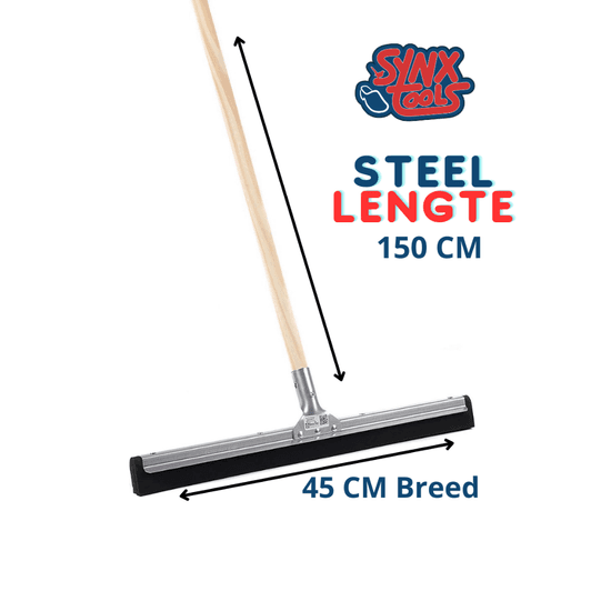 Synx Tools Vloertrekker met steel  45 cm - Watertrekker - Dweilen - vloerwisser - Schoonmaakartikelen - Vloermop/Vloerreiniger -  Met Steel 150cm