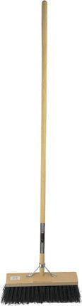 nylon straatbezem zwart 40 cm met houten steel 150 cm