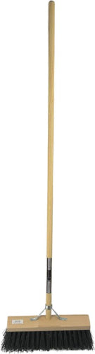 nylon straatbezem zwart 40 cm met houten steel 150 cm