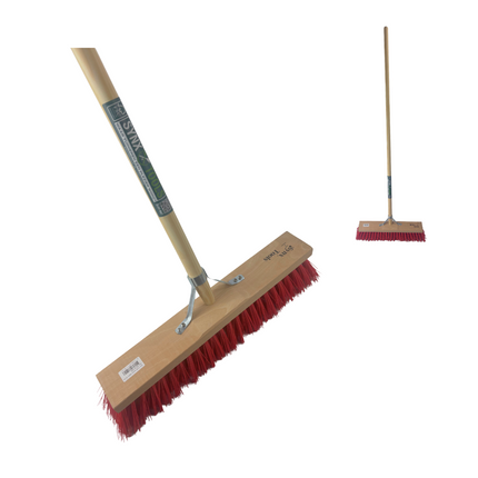 Synx Tools Straatbezem Rood 50 cm - harde bezem - tuinbezem - Incl. bezemsteel 160 cm