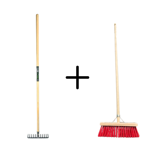 Tuinhark 8 Tanden verzinkt + Nylon Straatbezem 35 cm 