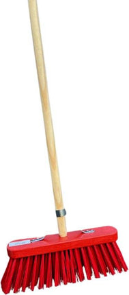 Straatbezem 30 cm met kunststof haren en houten bezemsteel 150 cm