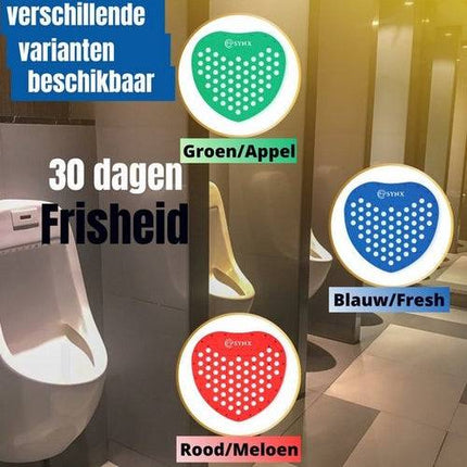 3 verschillende soorten kleuren en geuren van de Urinoirmatten van synx tools