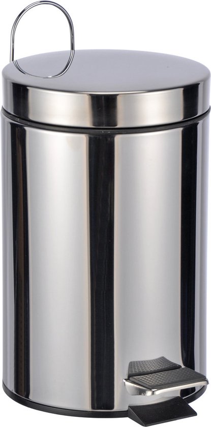 RVS pedaalemmer 3 liter, cilindrisch, badkamer/toilet