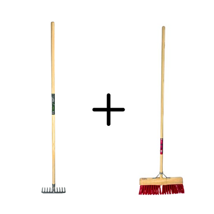 Tuinhark 10 Tanden verzinkt + Nylon Gemeente Straatbezem 45 cm 