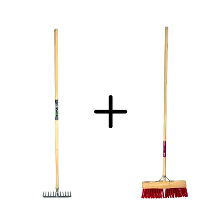 Tuinhark 12 Tanden verzinkt + Nylon Gemeente Straatbezem 45 cm