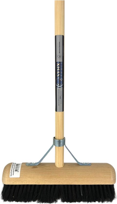 Synx Tools Binnenbezem bezem Zaalveger 30 cm, Paardenhaar, Kamerveger, Zachte bezem 30 cm, Bezem met steel 150 cm