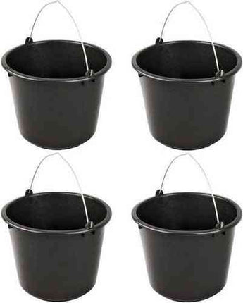 4x Stevige huishoud emmers 12 liter Bouwemmer Schoonmaak emmer