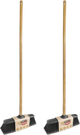 Set van 2 bamboe binnenbezems met 120 cm steel, geschikt voor dagelijks gebruik in huis