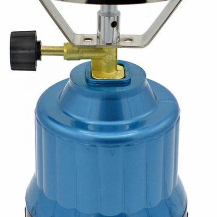 Campingkooktoestel - kookpit/kookstel - met gasbrander - metallic blauw - 18.5 x 12 x 12 cm