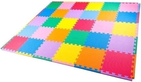 9 Stuks roze blauw zwart puzzel vloertegels foam 30 x 30 cm - Puzzel speelmat - Baby/peuter speelgoed matten