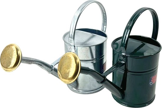 Zinken gieter set van 2 liter in groen en zilver met sproeikop – Synx Store
