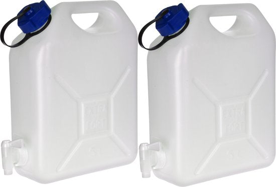 Jerrycan voor water 5 liter - 2x Waterkan met kraan 5L - waterjerrycan / watertank - Set van 2 stuks