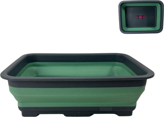 Opvouwbare afwasbak 8 liter grijs/groen