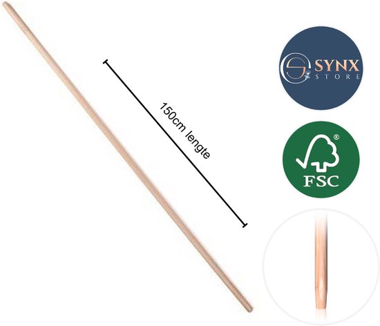Synx Tools Besenstiel 150 cm – Innen- und Außengriff – Holzgriff