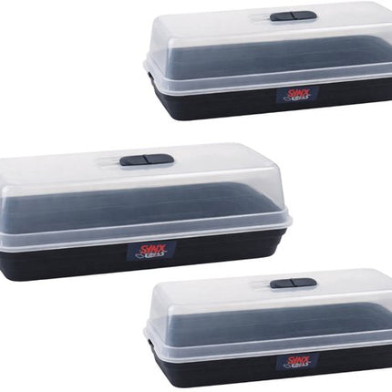 3 stuks Kweekbak met Deksel 51x21x18 cm Synx Tools – Propagator met Ventilatie - moestuinbak