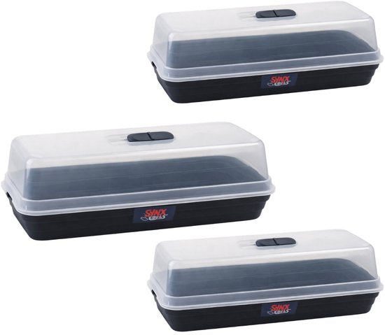 3 stuks Kweekbak met Deksel 51x21x18 cm Synx Tools – Propagator met Ventilatie - moestuinbak